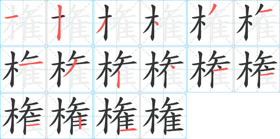 権的筆順筆畫