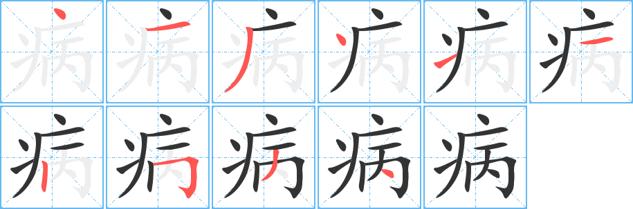 病的筆順筆畫(huà)